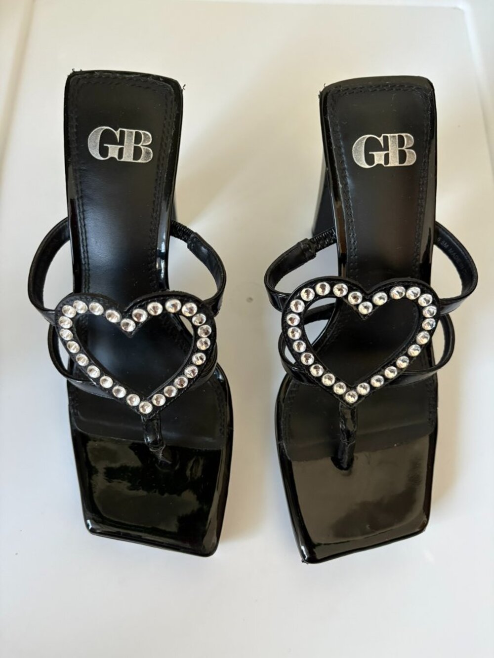 Gianni Bini Black Crystal Heart Heels